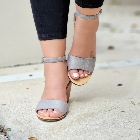 Women's Grey Suede Wedge Sandal - Picture 5 of 5